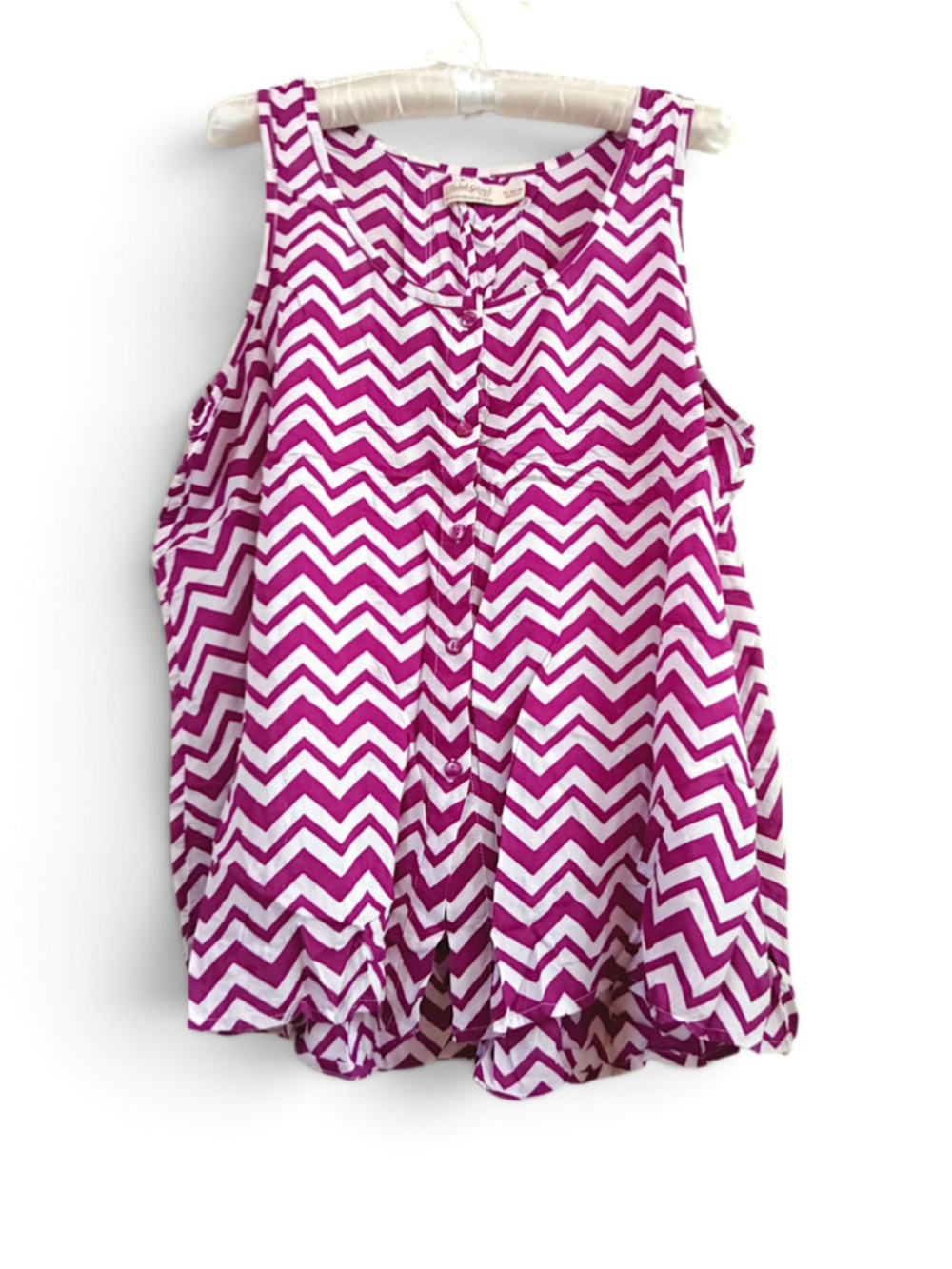 Faded Glory Purple Chevron Tank Top flowy button down lightweight colorful plus